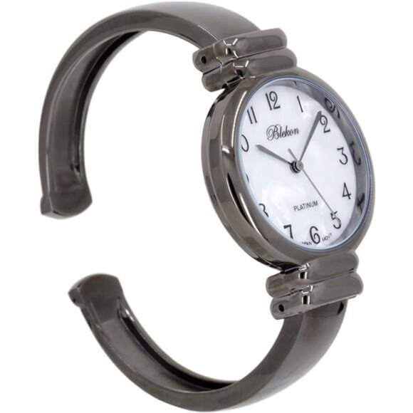 Original Mother of Pearl Cuff Bracelet Watch for Women Gunmetal - Picture 6 of 7